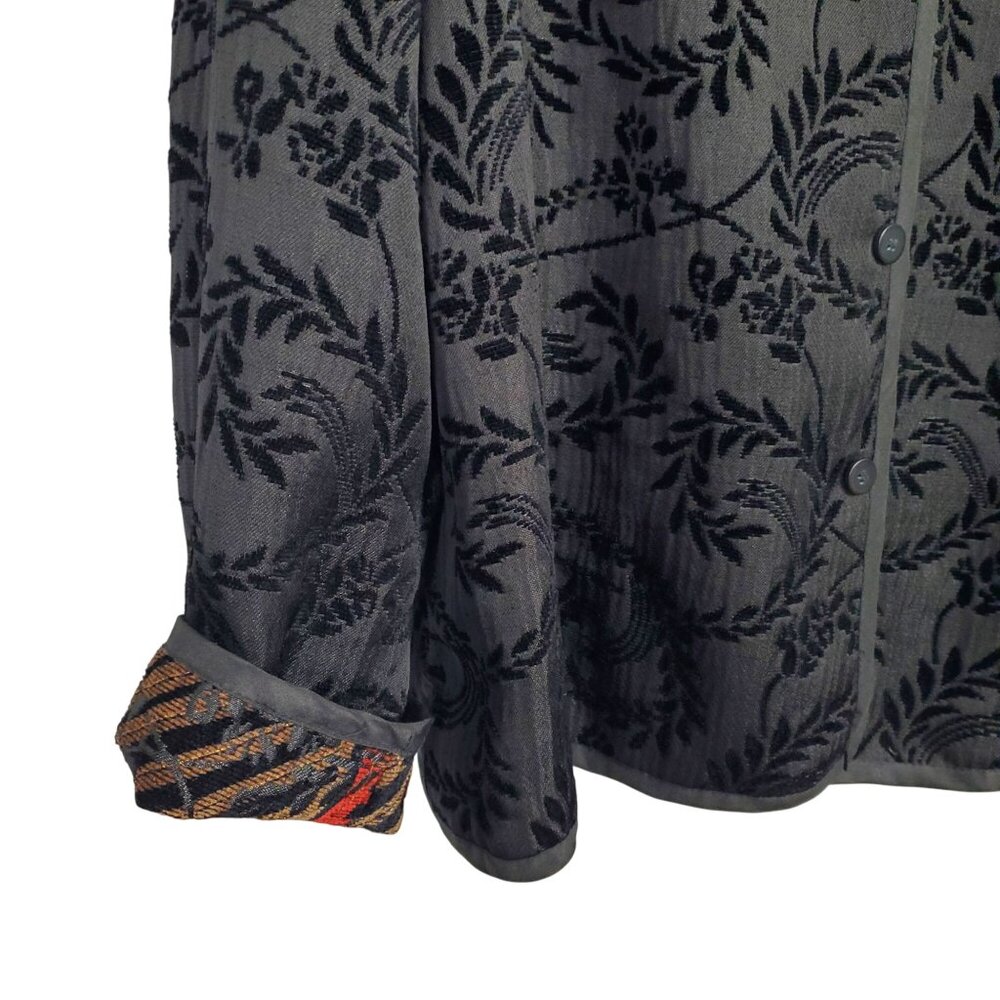 Coldwater Creek Size XL Jacket Reversible Tapestry Jacquard Chenille Velvety Art - Picture 12 of 15